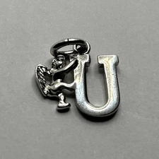 New Sterling Silver Initial 'U' Charm, 925 baby angel