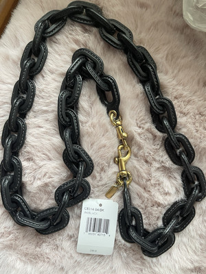 Coach Leather Covered Long Chain Strap, Black/Brass C8314 | eBay display picture 3