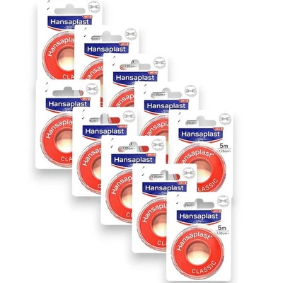 10x Hansaplast Heftpflaster a 5m x 1,25cm braun wasserfest Verbandsmaterial - Bild 1 von 4