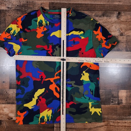 Polo Ralph Lauren Camo Shirt Boys Small Colorful Pony All Over Print - Picture 3 of 11
