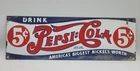 Vintage Pepsi Cola Rustic Weathered Porcelain Enameled Metal Gas Station Sign