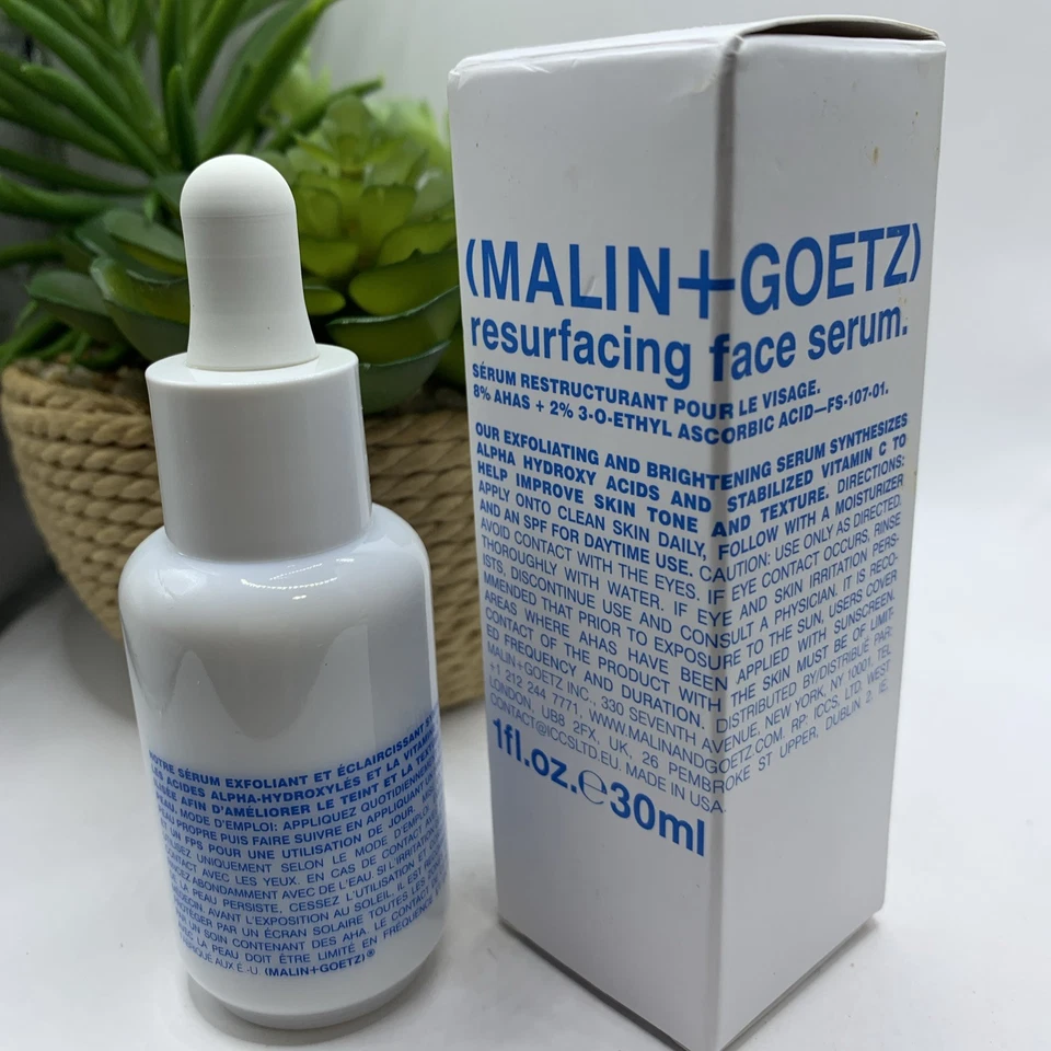 Malin+Goetz Resurfacing Face Serum 30ml Exfoliate Brighten Full Size 1 Fl Oz NEW - Image 2 of 3