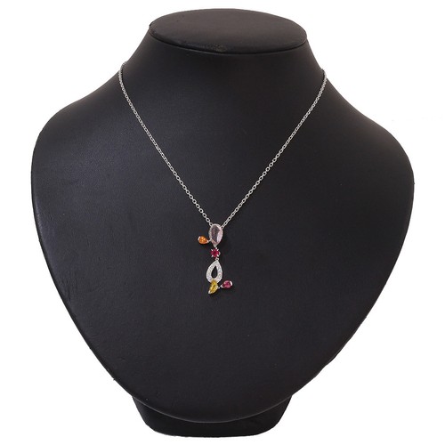 CARTIER Multi Gemstone Delices Pendant Necklace in 18K White Gold w/Box D4915 - Picture 8 of 9