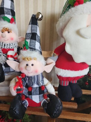 Christmas Elf Decorations Buffalo Plaid Holiday checkered childs