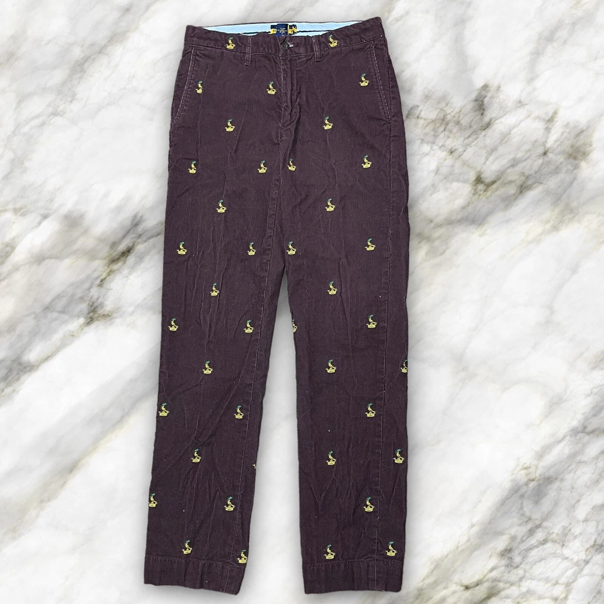 Vintage Ralph Lauren Rugby Corduroy Baggy Embroidered Pants Size 30 x 32 Purple