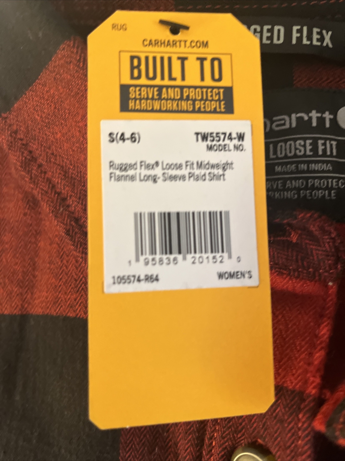 Carhartt Women's Rugged Flex Loose Fit Midweight Flannel Long-Sleeve Plaid SZ SM thumbnail 8