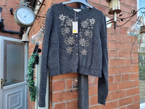 Boden Size XL Grey Rhinestone Cropped Cardigan-KO642-WB1 - Picture 3 of 9