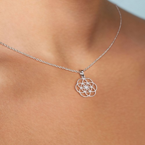 Seed of Life Mandala Sterling Silver 925 Pendant - Picture 2 of 6
