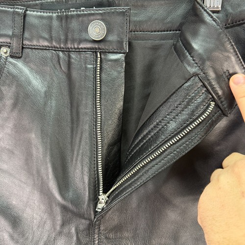 Reformation Veda Lamb Leather Black Straight Leg Pants Women's Size 4 - Picture 7 of 13