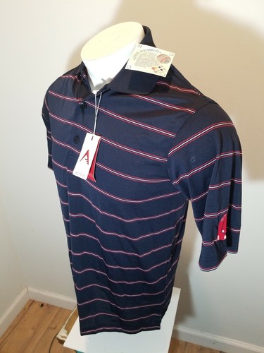 Antigua Boston Red Sox Men's Stripe Polo Golf Shirt Navy Blue Small NEW B13 - Picture 2 of 8