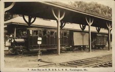 Farmington Maine ME Auto Bus Train Station Depot SR&RL RR c1920s Real Photo RPPC