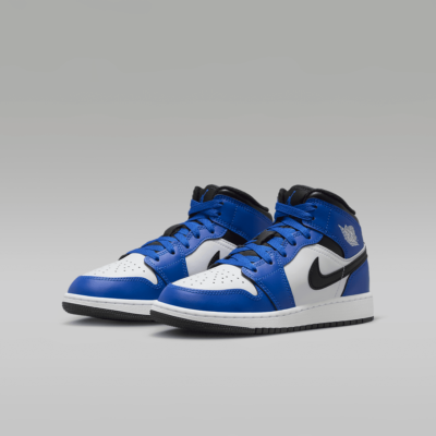 Nike Air Jordan 1 Mid (GS) Shoes Game Royal Black White DQ8423-402
