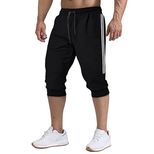 Pantalones Cortos 3/4 Deportivos A Rayas Para Hombre Moda Casual Gimnasio  Verano | eBay