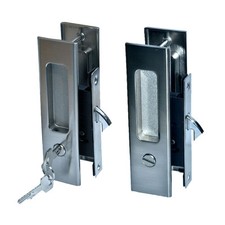 Sliding Door Lock in Privacy or Entrance Satin Chrome