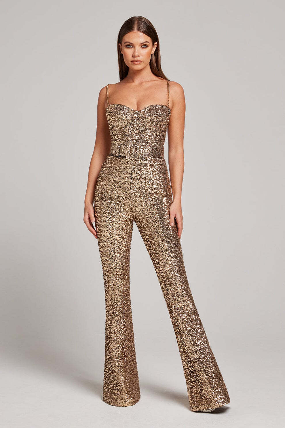 NADINE MERABI LUCINDA JUMPSUIT IN GOLD SIZE XL / UK 16 *RRP 395