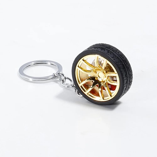 Car Wheel Hub Rubber Keychain Key Ring Metal with Aluminum Brake Discs Keyfob - Picture 24 of 27