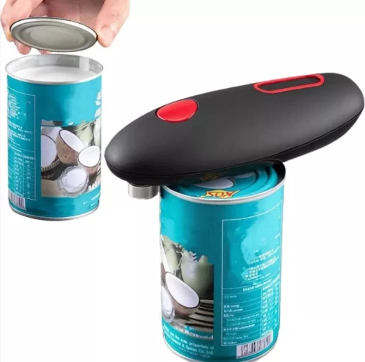 Apriscatole Manuale In Acciaio Inox - Multifunzione Con Apribottiglie - Nero