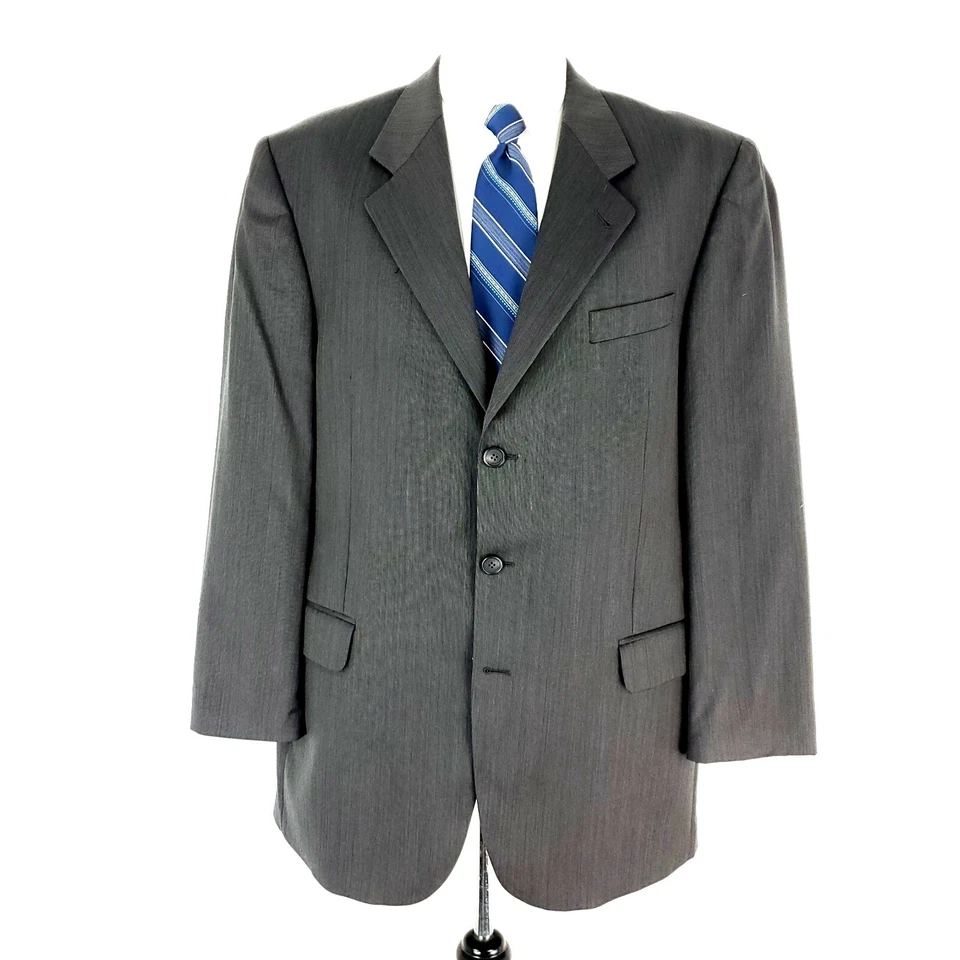 Шерстяной блейзер Kilgour French Stanbury Barney's New York на 3 пуговицах 44 л серый птичий глаз - Изображение 3 из 4