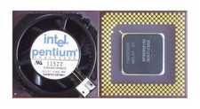Intel Pentium 150 MHz Socket 7 CPU SU071 with Attached Heatsink/Fan Vintage GOLD