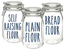 Self Raising, Plain and Bread Flour Vinyl Sticker Decal Labels for Jars. Storage