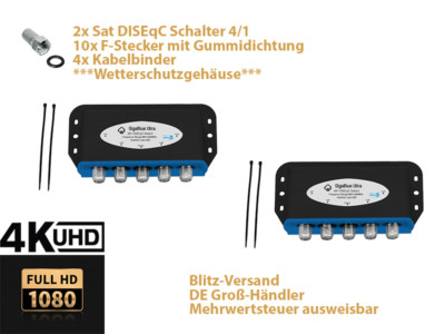 2x GigaBlue Ultra DiSEqC Schalter 4/1 Wetterschutz SAT Umschalter Switch 4K UHD