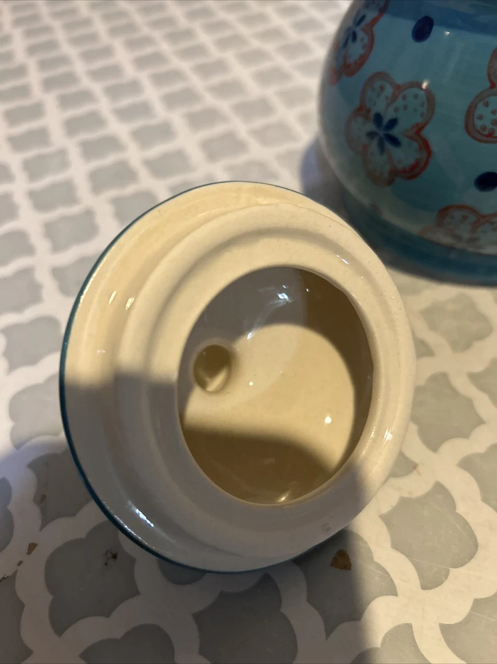 Signature Housewares Blue & Red Floral Creamer & Sugar Bowl -Print 11-1 &11-3 - Image 4 of 4