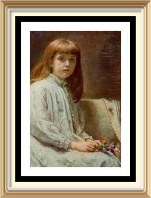 100+ yr Old Antique Lithograph John Millais Fine Art Print Portrait CONVALESCENT