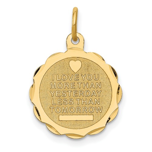 14k Yellow Gold I Love You More Sayings Charm Pendant
