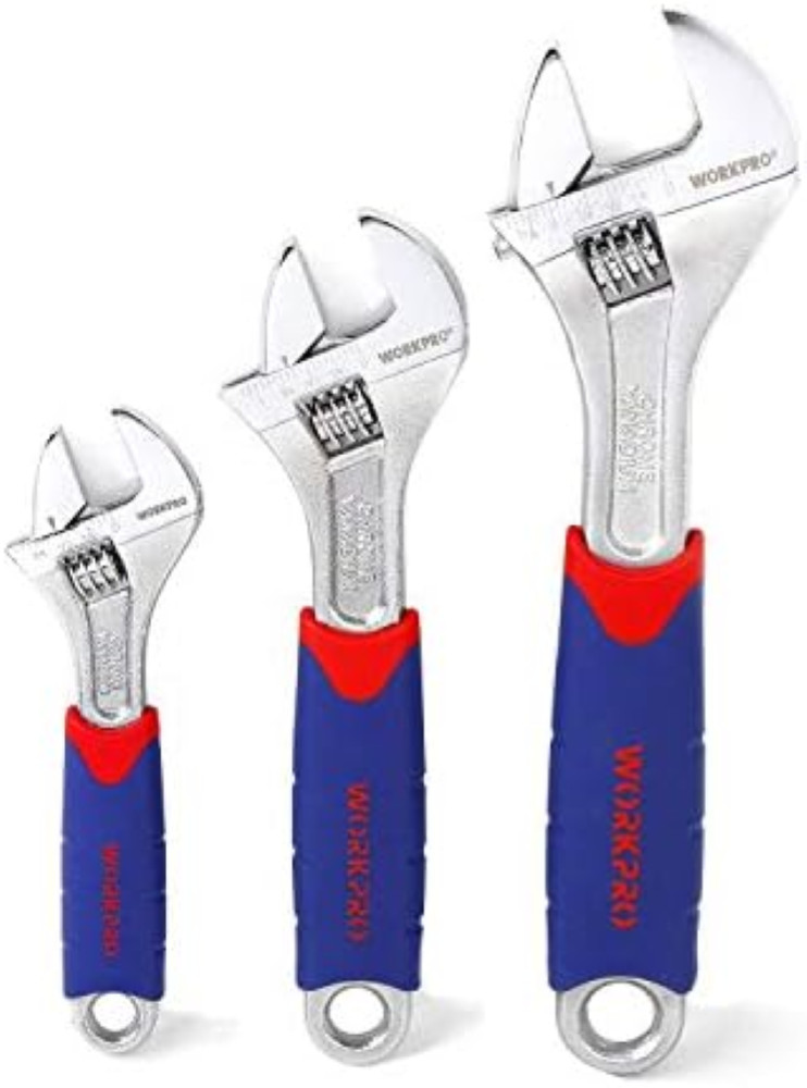 WORKPRO Kit 3 Chiavi Inglesi Regolabili Professionali Cr-V 3 Pezzi