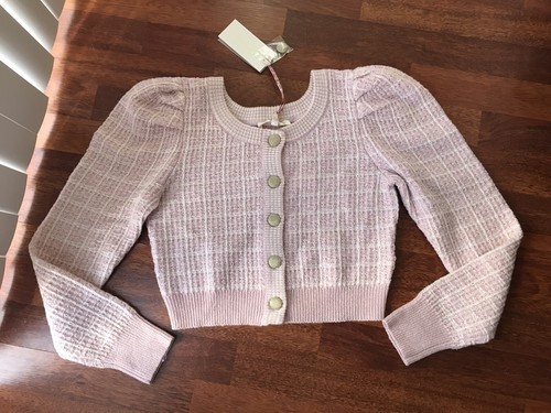 NWT LoveShackFancy Daughter Checked Crop Cardigan Pink S | eBay