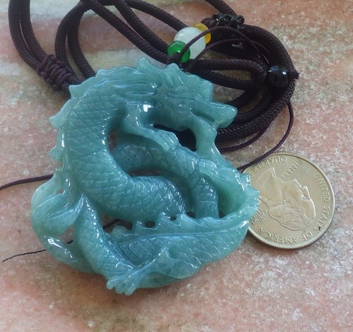 Video Certified Icy Blue Water Green A Jade jadeite Pendant Dragon 692320 AS - Picture 9 of 11
