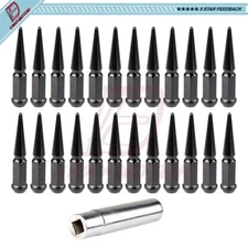 24X Solid Spike 14x1.5 Lug Nuts + 1 Key For Chevrolet Silverado 1500 Tahoe GMC
