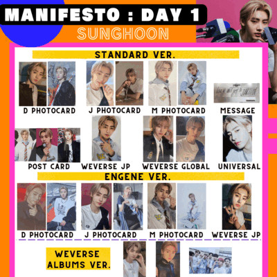 ENHYPEN manifesto weverse jp ソンフン ラキドロ Enhypen SUNGHOON Manifesto : Day 1 Photo card Enhypen Weverse