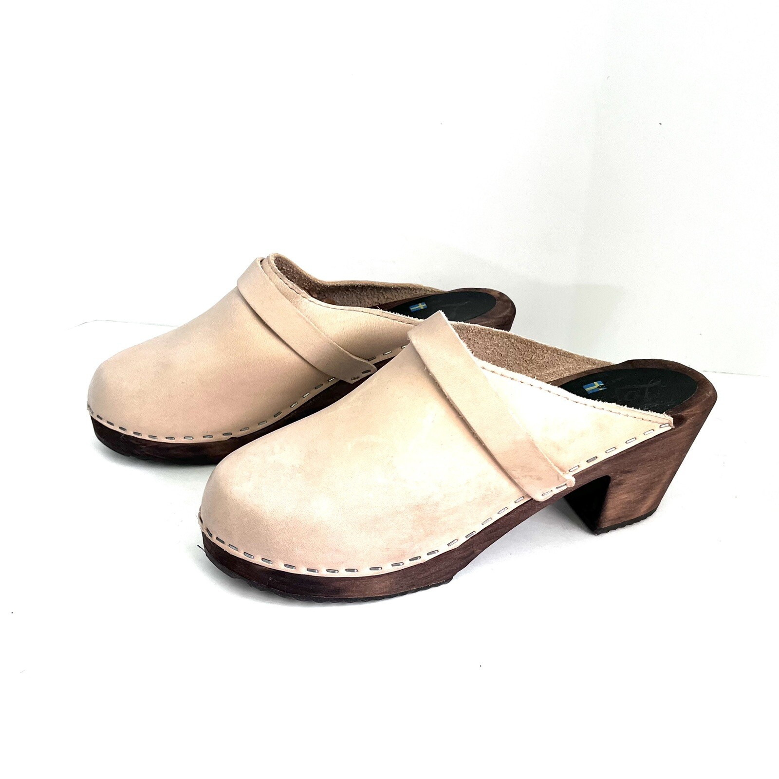 Lotta from Stockholm Classic Beige Clogs in Leather Size EU 40, US 9Wooden Mules