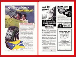 1937 Goodyear Diamond Cut Tires - Williams Oil-O-Matic Heating Burner Print Ad