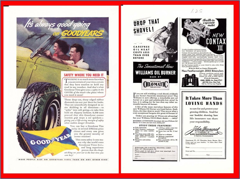 1937 Goodyear Diamond Cut Tires - Williams Oil-O-Matic Heating Burner Print Ad
