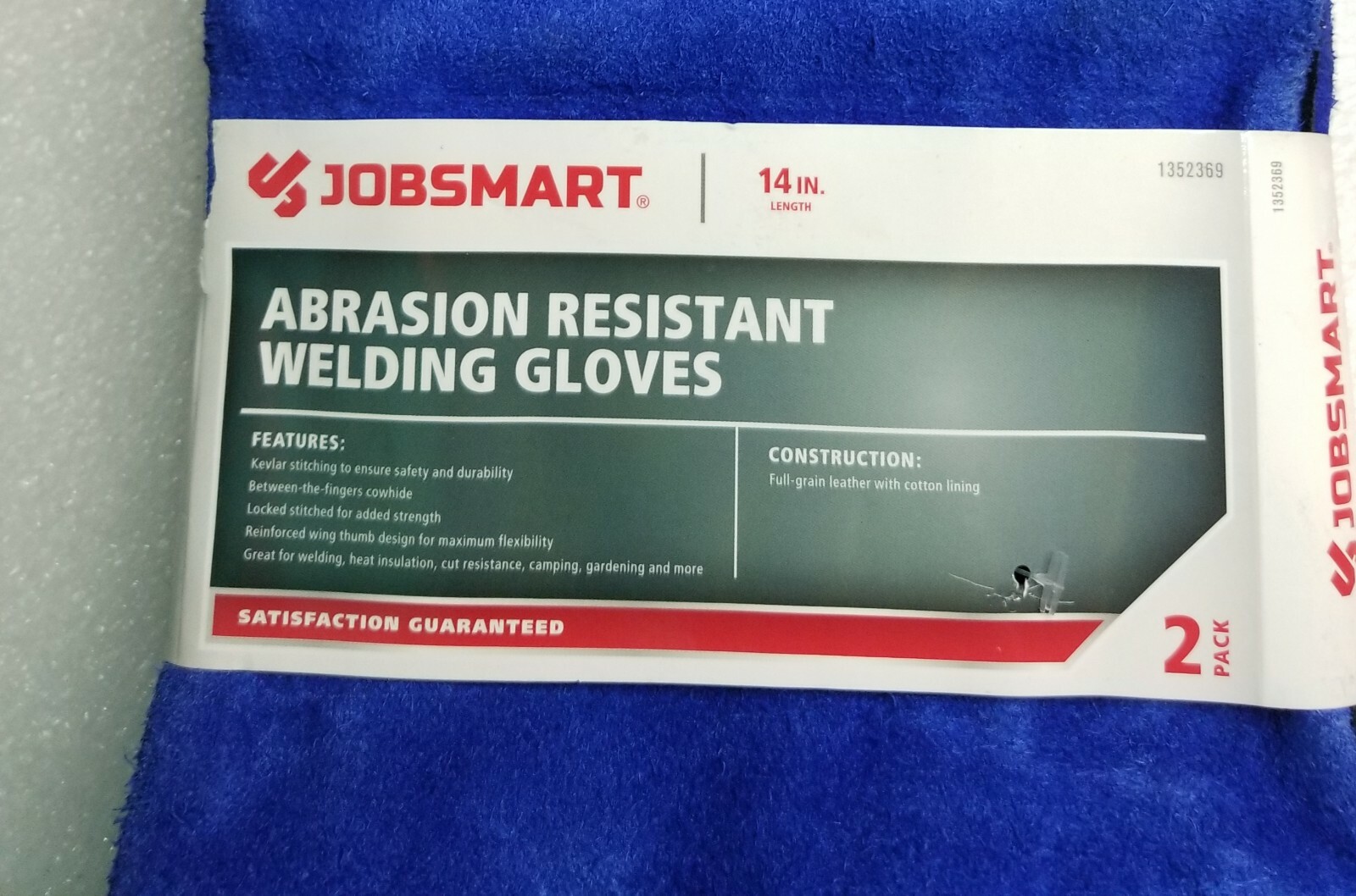Jobsmart Leather Welding Gloves Abrasion Resistant 14 Inch 2 Pair eBay