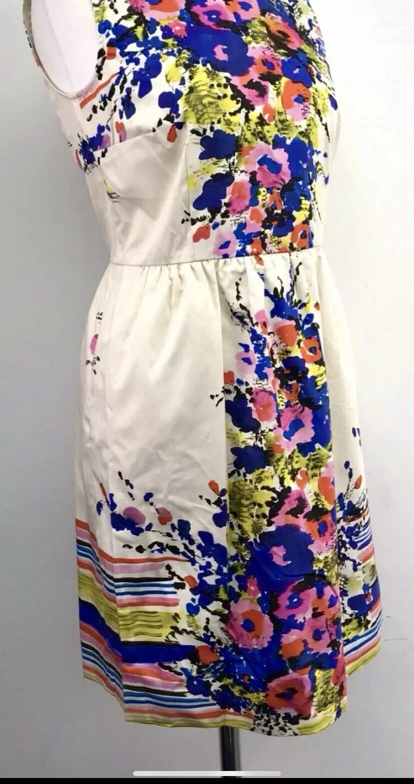 Abito Valentino rosso bianco multicolore stampa floreale dritto UK 12 nuovo con etichette £462