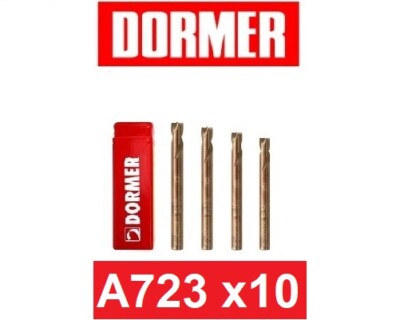 10 x DORMER A723 Punktschweiß-Stummelbohrer Kobalt (HSCo HSS-E) - 6 mm x 66 mm