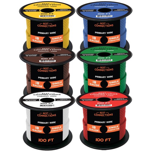 18 Gauge Car Audio Primary Wire (100ft–6 Rolls)– Remote, Power/Ground Electrical - Picture 1 of 18