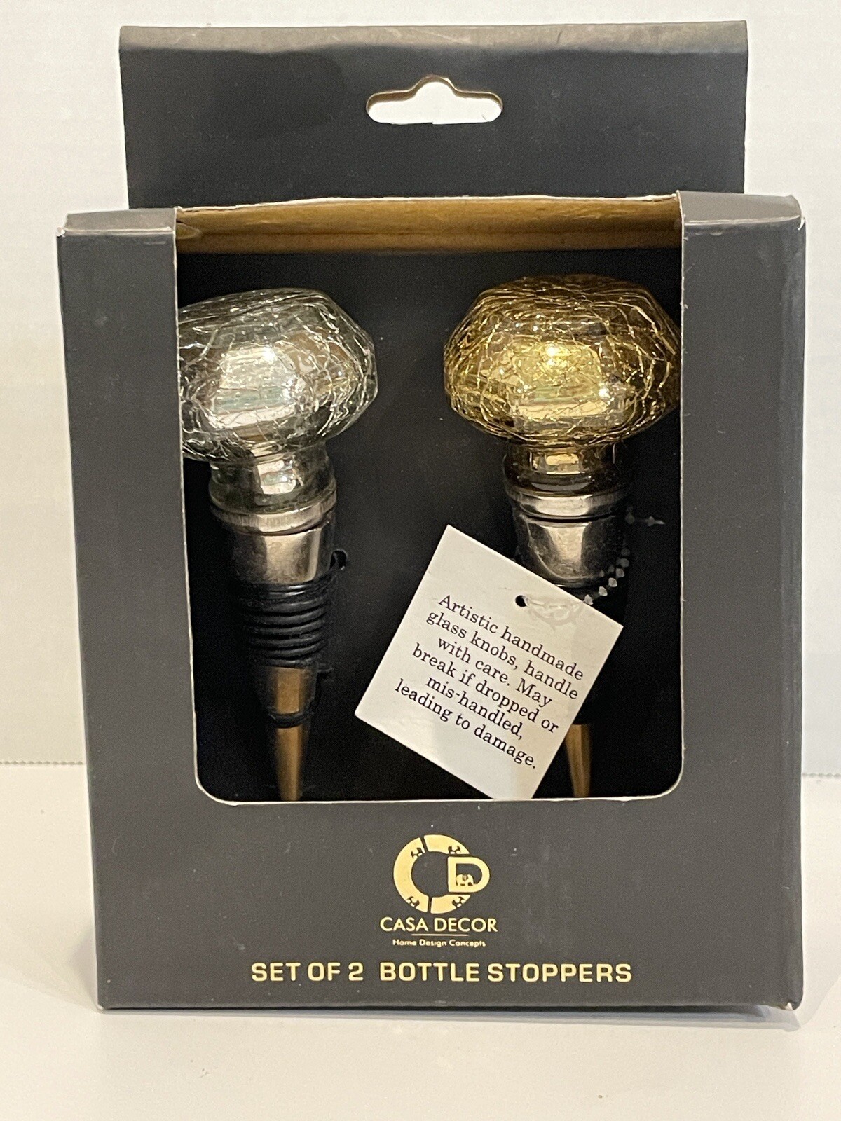 Casa Decor Home Design Concepts Wine Bottle Stoppers Set Of Two Gold