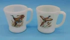 Fire King Glass Mugs Set of 2 Vintage Game Birds Pheasant, Goose & Grouse