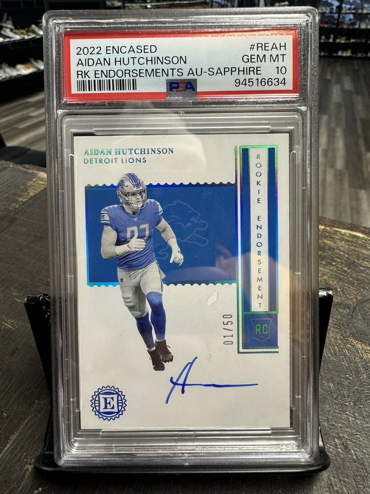 Aidan Hutchinson Panini Encased Rookie Endorsements Autographs #REAH Sapphire