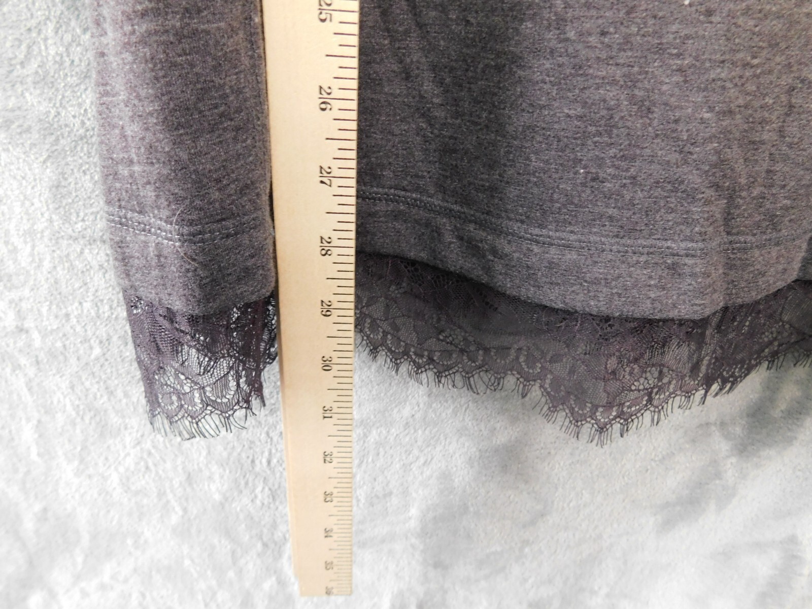 LOGO Lori Goldstein Tunic Womens 3X Gray Sweatshirt Lace Hem Lounge Relaxed