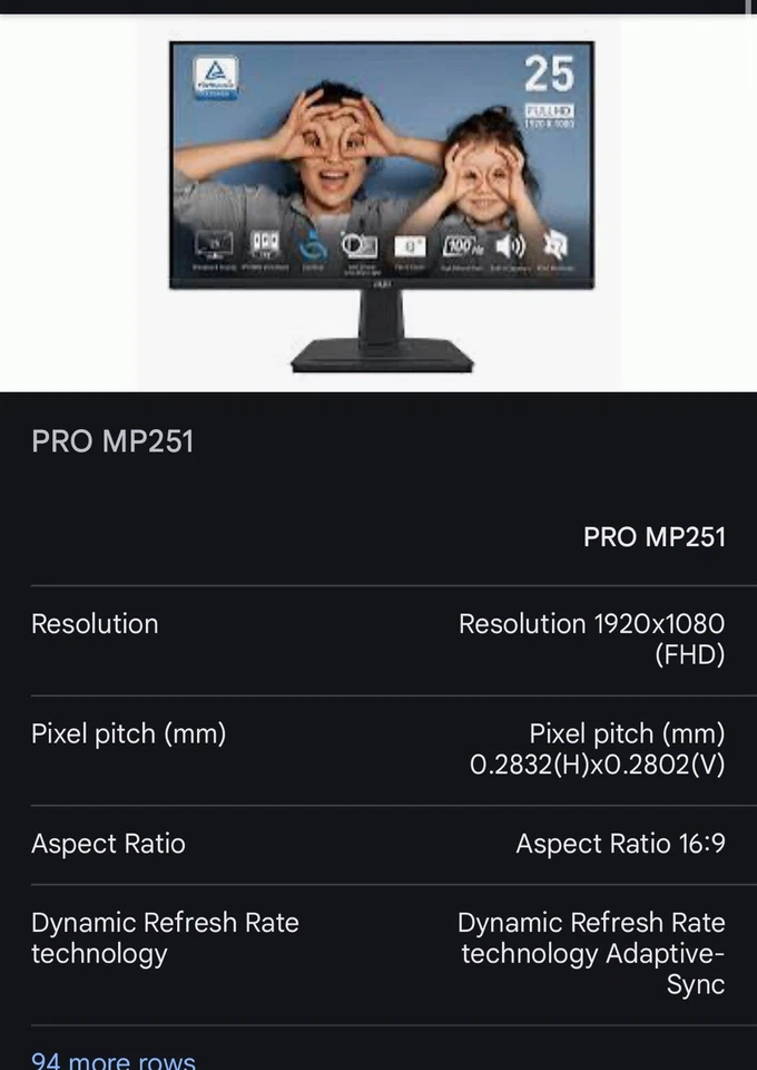 MSI Pro MP 251 Monitor - Image 4 of 4