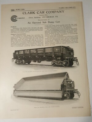 1923 advertising ~ CLARK CAR COMPANY Pittsburgh PA side dump ore coal railroad