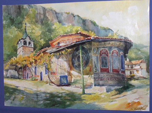 Mountain landscape monastery print signed - Picture 5 of 11