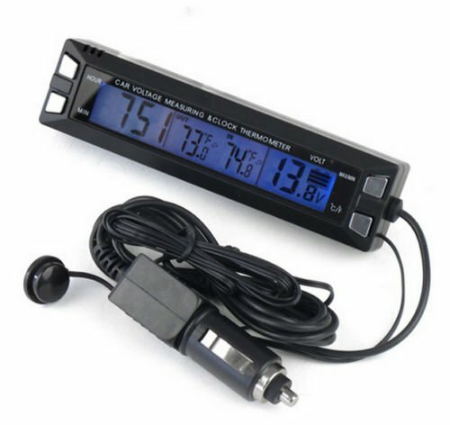 Horloge De Voiture, KACEPAR 12V / 24V Voltmètre De Voiture Moniteur Thermomètre Avec Température/Heure LCD Affichage, Tableau De Bord Numérique Horloge Contrôleur De Batterie Avec Rétroéclairage