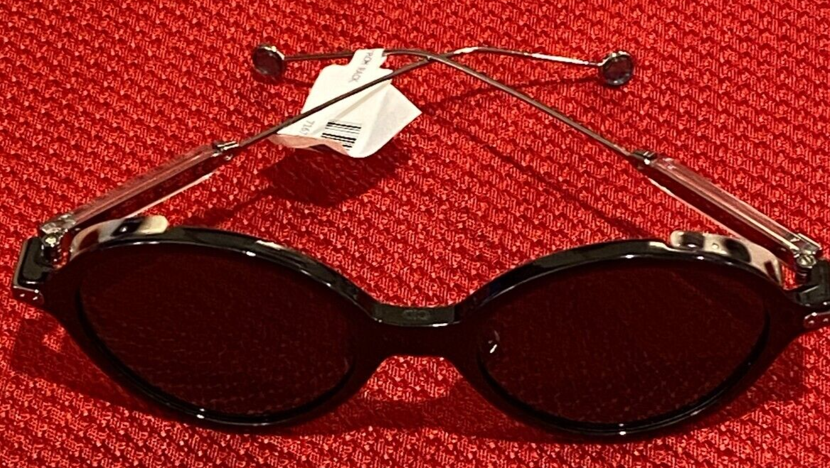 CHRISTIAN DIOR 52 mm umbrage round sunglasses BLACK New With