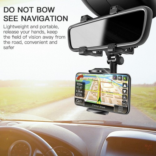 Universal 360 Rotation Car Rear View Mirror Mount Stand GPS Cell Phone Holder US - Picture 2 of 12